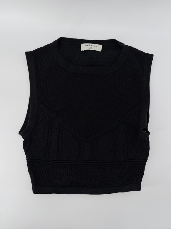 Aritzia Tops - Babaton Aritzia Black Mixed Knit Cropped Sweater Vest Tank Top Size XS